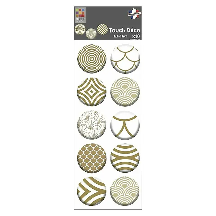 Adhesivos decorativos 3D Geometría oro - 2,5 x 2,5 cm, 10 piezas - Vista frontal