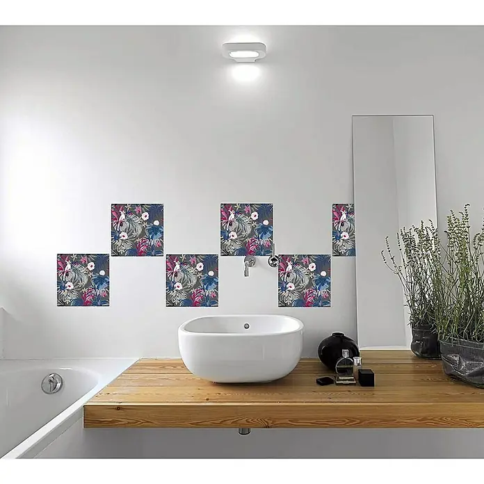 Vinilo para azulejos Noche de verano - 15 x 15 cm, 6 piezas, Azul - Foto ambiente