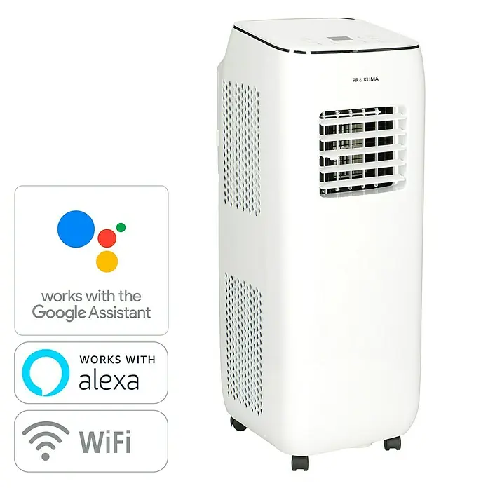 Proklima Mobiles Klimagerät Purity 9.000 WiFi - Max. Kühlleistung je Gerät in BTU/h: 9.000 BTU/h, Passend für: Räume bis 26 m² - Diagonale Ansicht