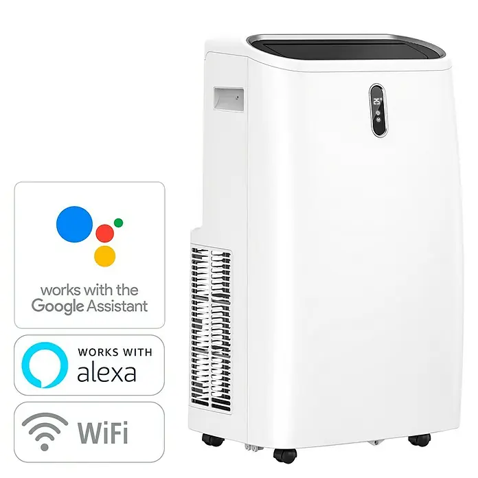 Proklima Mobiles Klimagerät WiFi - Max. Kühlleistung je Gerät in BTU/h: 16.000 BTU/h, Passend für: Räume bis ca. 46 m² - Diagonale Ansicht