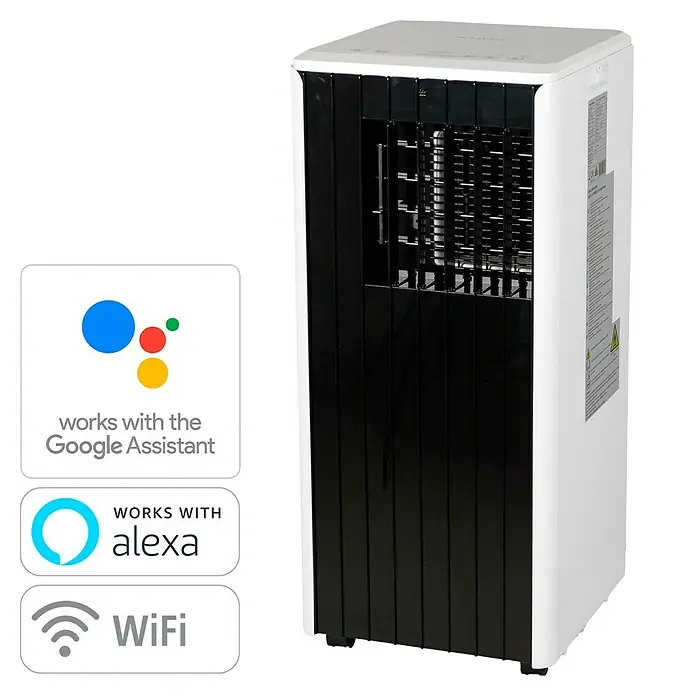 Proklima Mobiles Klimagerät WiFi - Max. Kühlleistung je Gerät in BTU/h: 9.000 BTU/h, Passend für: Räume bis ca. 26 m² - Diagonale Ansicht