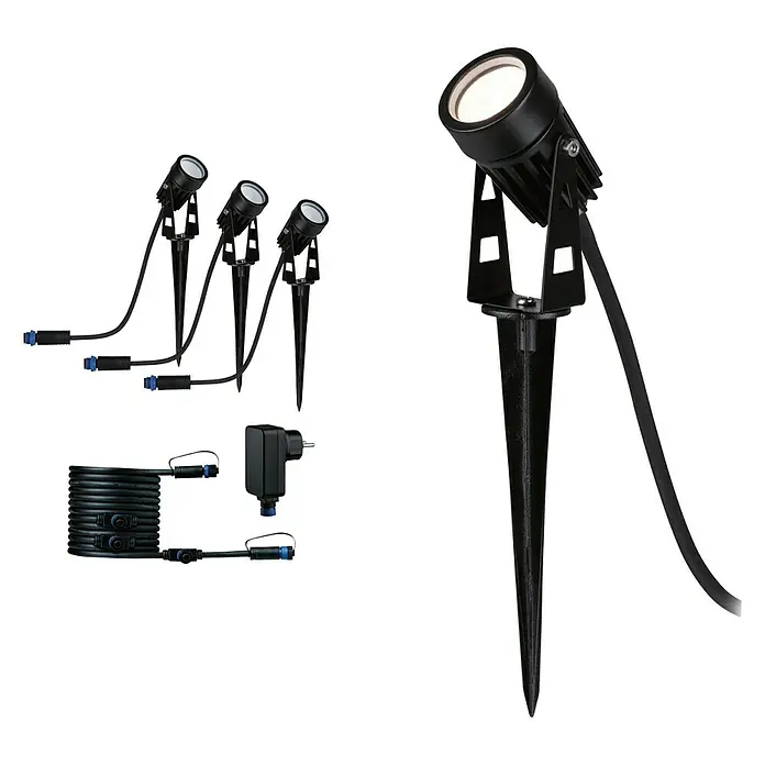 Paulmann Plug & Shine LED-Gartenspot-Set - Erdspieß, Höhe: 26 cm - Diagonale Ansicht