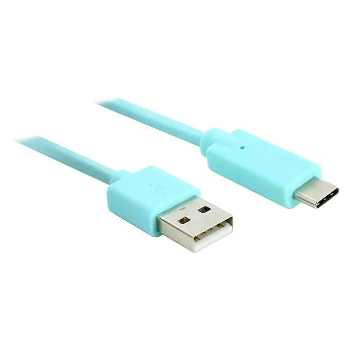 Metronic Cable USB Mooov - Largo: 1 m, Clavija USB A, clavija USB C, Azul claro