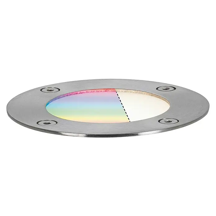 Paulmann Plug & Shine Bodeneinbauleuchte - 3,6 W, Silber, Ø x H: 9,6 x 9,2 cm - Diagonale Ansicht