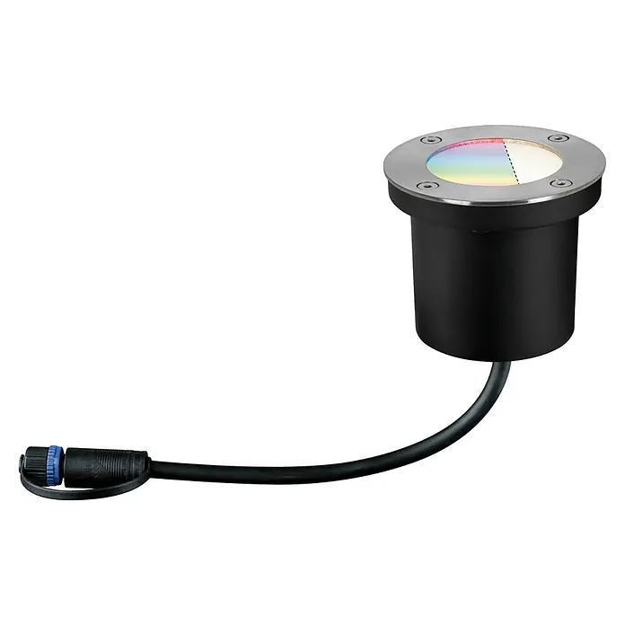 Paulmann Plug & Shine Bodeneinbauleuchte - 3,6 W, Silber, Ø x H: 9,6 x 9,2 cm - Vorderansicht