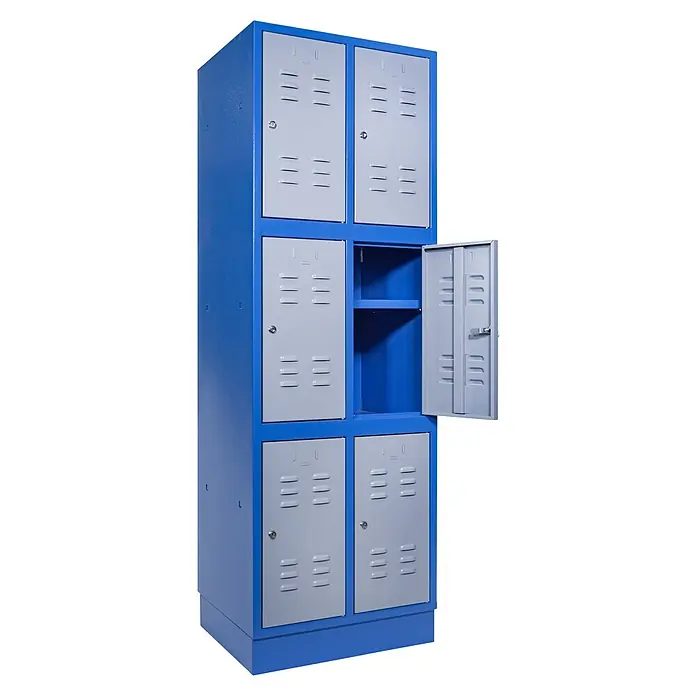 Güde Schließfachschrank Typ 6F - Anzahl Fächer: 6 Stk. - Diagonale Ansicht