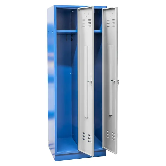 Güde Garderobenschrank TYP GS 2 - L x B x H: 50 x 60 x 177,5 cm, Blau/Grau - Diagonale Ansicht