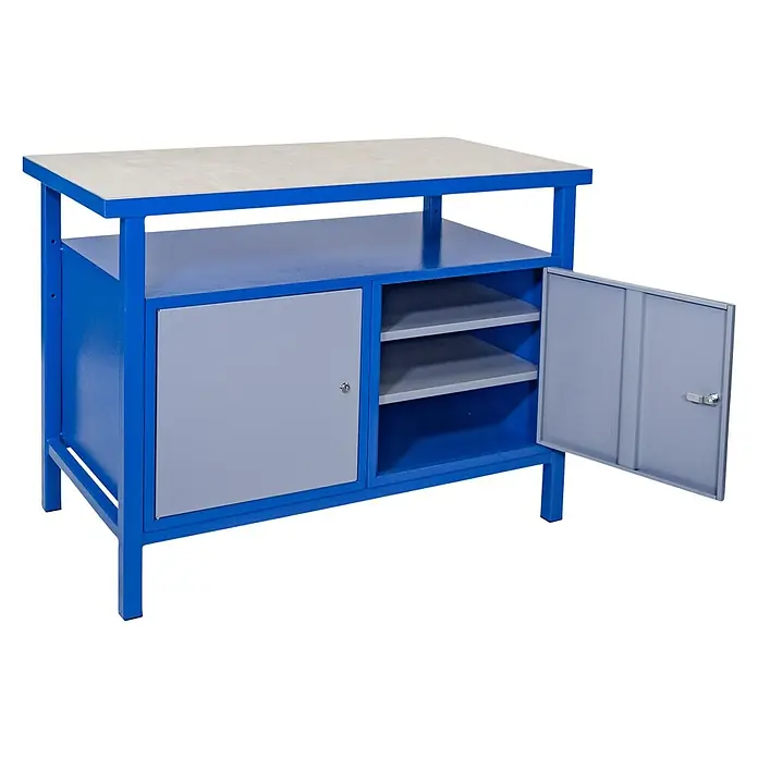 Güde Werkbank P 1200 TT - L x B x H: 60 x 119 x 85 cm, Blau/Grau - Diagonale Ansicht
