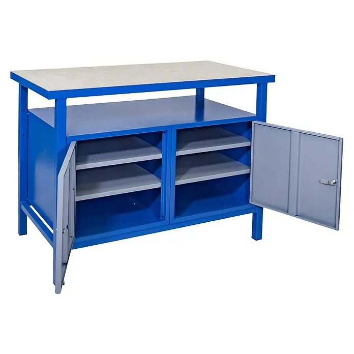 Güde Werkbank P 1200 TT - L x B x H: 60 x 119 x 85 cm, Blau/Grau - Diagonale Ansicht