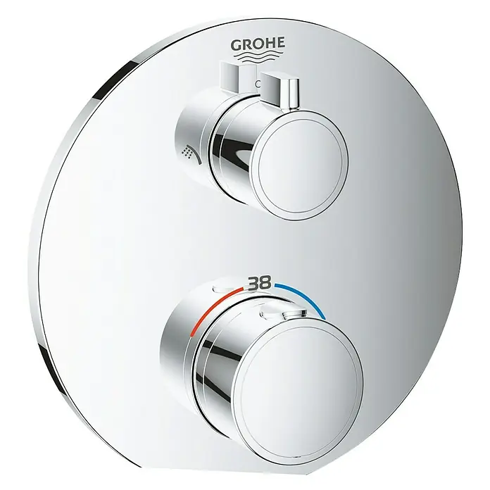 Grohe Inbouwthermostaatkraan Grohtherm - Rond, Glanzend - Vooraanzicht