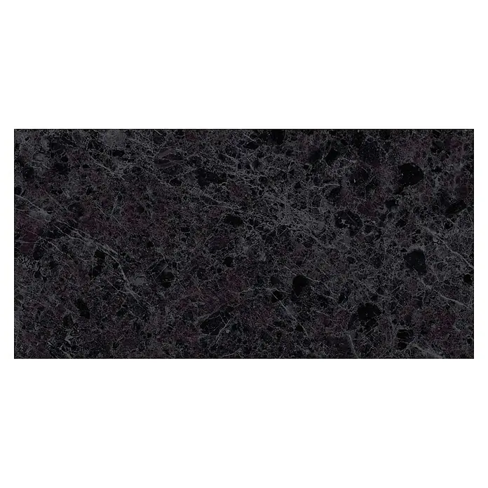 Feinsteinzeugfliese Marble Mix - L x B: 60 x 30 cm, Hochglänzend, Schwarz - Draufsicht