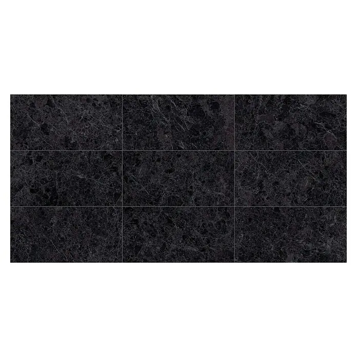 Feinsteinzeugfliese Marble Mix - L x B: 60 x 30 cm, Hochglänzend, Schwarz - Draufsicht