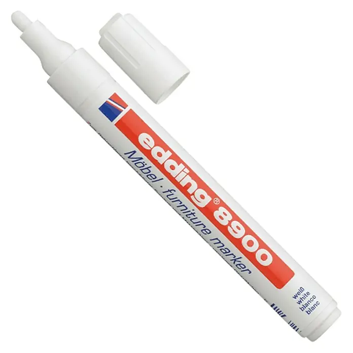 Edding Marcador permanente para muebles - Grosor de trazo: 1,5 mm - 2 mm, Blanco - Vista angular