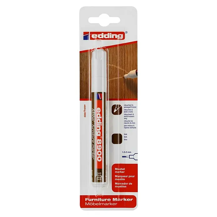 Edding Marcador permanente para muebles - Grosor de trazo: 1,5 mm - 2 mm, Teca - Vista frontal