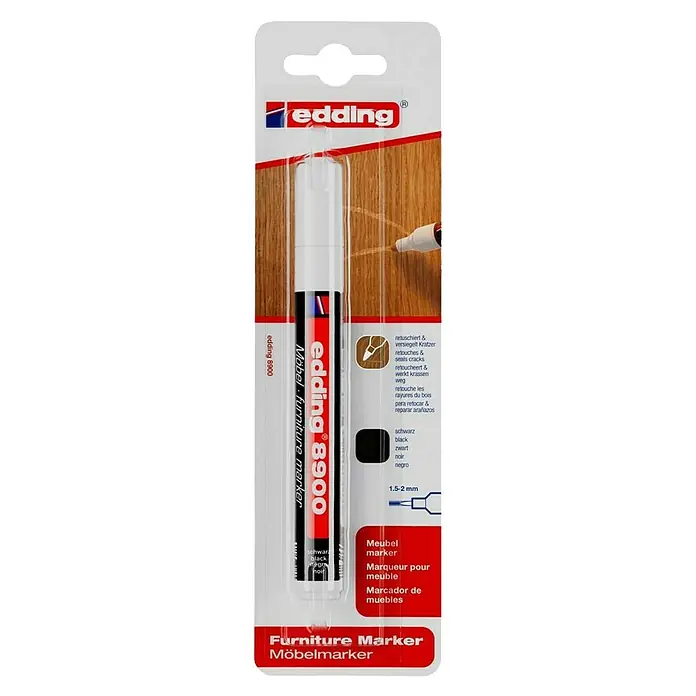 Edding Marcador permanente para muebles - Grosor de trazo: 1,5 mm - 2 mm, Negro - Vista frontal