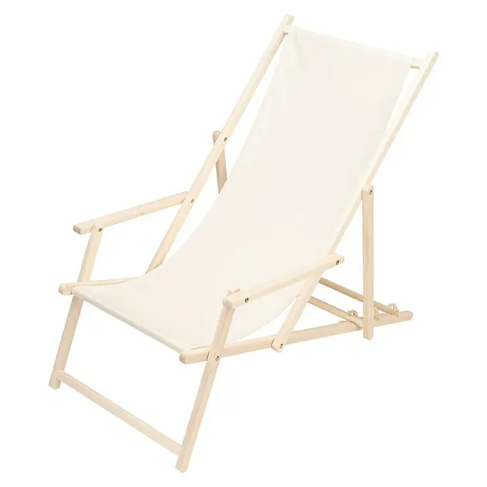 Liegestuhl - Beige/Natur, 140 x 58 x 60 cm - Diagonale Ansicht