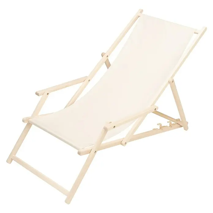 Liegestuhl - Beige/Natur, 140 x 58 x 60 cm - Diagonale Ansicht