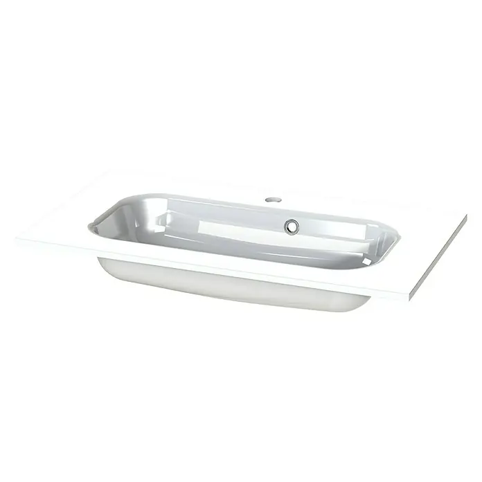 Tiger S-Line Wastafel Oval - 80,2 x 45,2 cm, Glanzend Wit - Diagonaal zicht