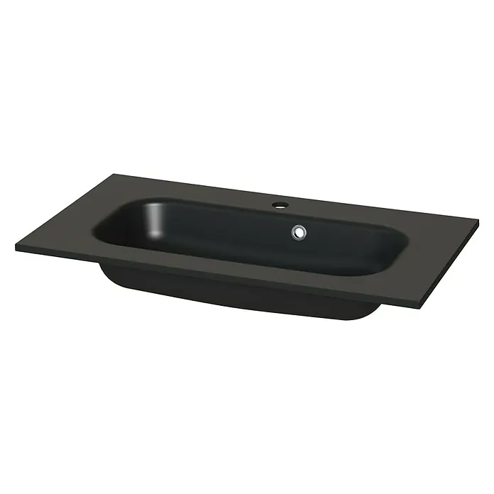 Tiger S-Line Wastafel Oval - 80,2 x 45,2 cm, Mat Zwart - Diagonaal zicht
