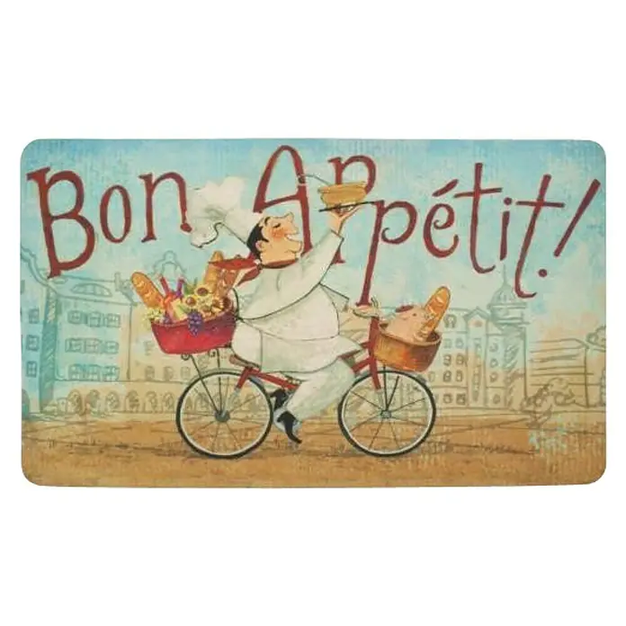 Alfombra decorativa Chef en Bici - Multicolores, An x Al: 75 x 45 cm - Vista descendente