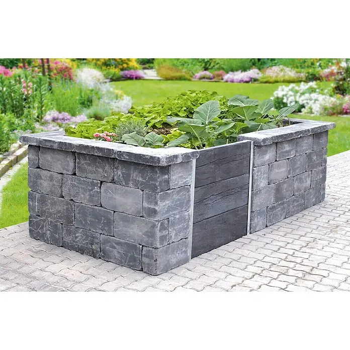 Seesteiner Hochbeet Quadro - L x B x H: 264 x 120 x 78 cm, Stein, Anthrazit