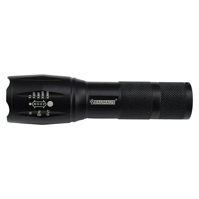 BAUHAUS LED-Taschenlampe - Batteriebetrieben, Schwarz, 120 lm - Linke Seitenansicht