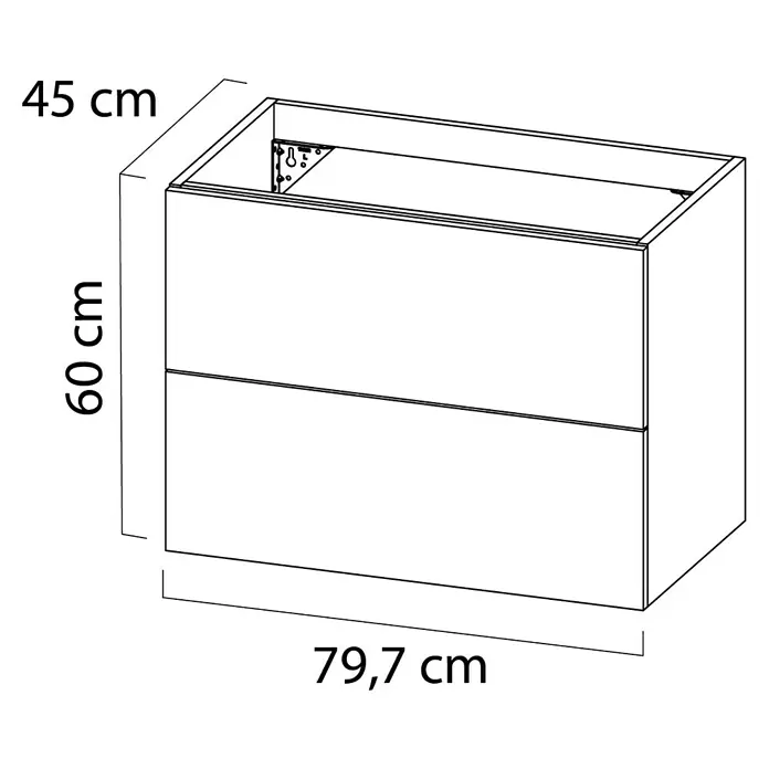 Tiger Studio Wastafelonderkast - l x b x h: 45 x 79,7 x 60 cm, Hoogglans Wit - Blauwdruk