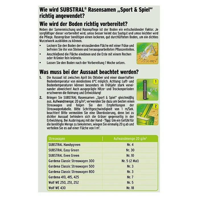 Substral Spiel- & Sportrasensamen - 10 kg, 500 m² - Rückansicht