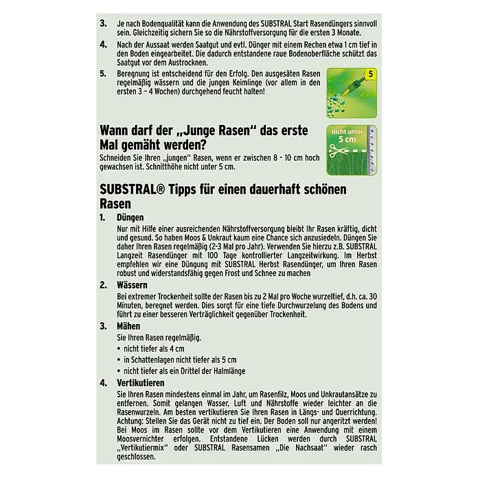 Substral Spiel- & Sportrasensamen - 10 kg, 500 m² - Rückansicht