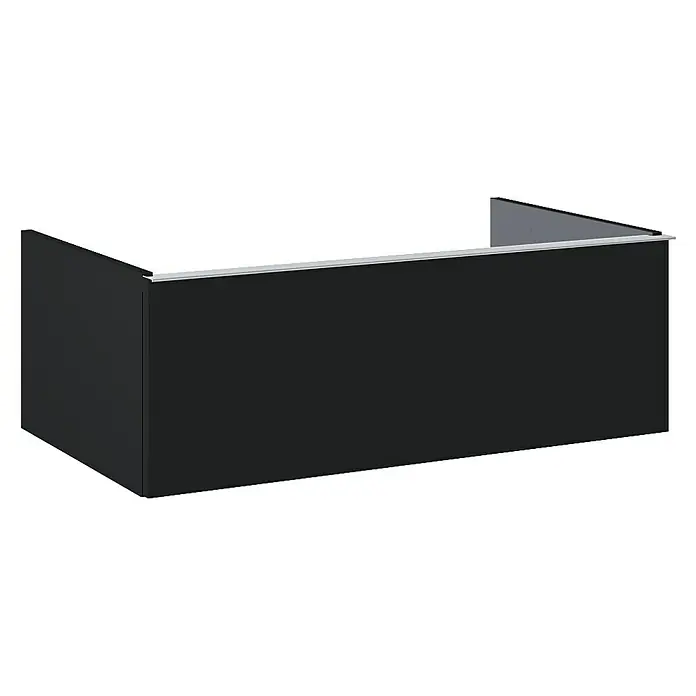 Waschtischunterschrank Look - 80 x 44,9 x 28,1 cm, Farbe: Schwarz, Matt - Diagonale Ansicht