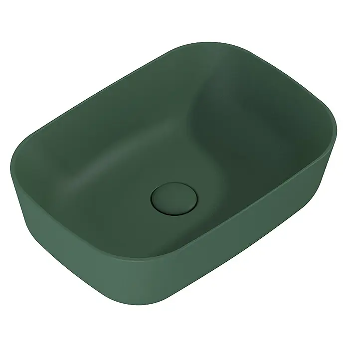 Inspira Aufsatzwaschbecken Look - 45,5 x 32,5 cm, Keramik, Grün - Diagonale Ansicht