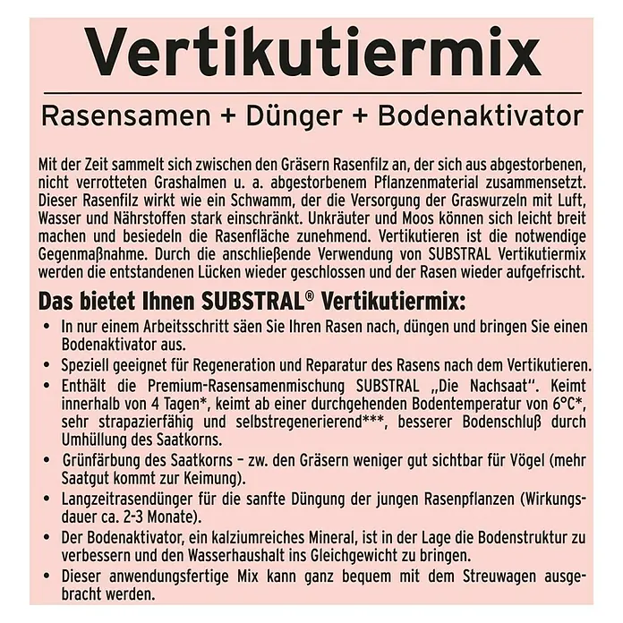 Substral Vertikutier-Mix - 4 kg, 133 m² - Rückansicht