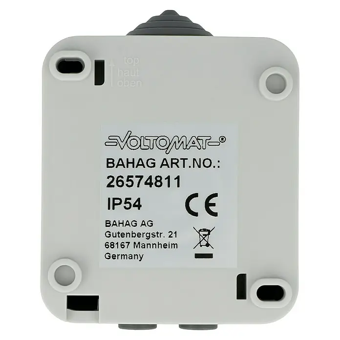 Voltomat Blueline Sensor-Schalter - Grau, 1-fach, Aufputz, IP54 - Rückansicht