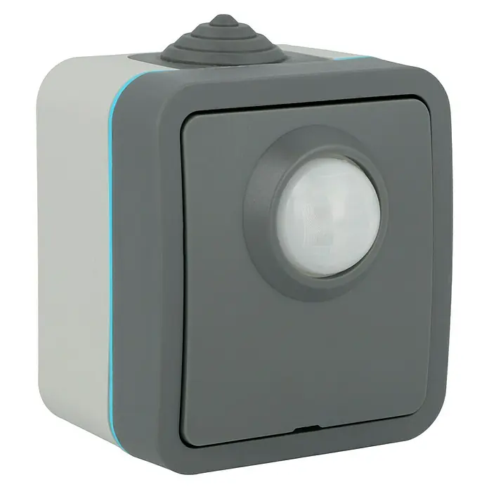 Voltomat Blueline Sensor-Schalter - Grau, 1-fach, Aufputz, IP54 - Diagonale Ansicht