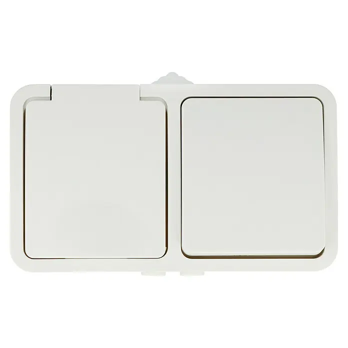 Voltomat Blueline Feuchtraum-Schalterkombination - 2-fach, Aufputz, Weiß - Vorderansicht