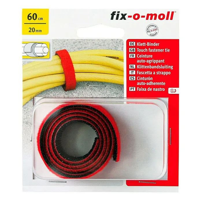 Fix-o-moll Klettbinder Universal - 60 cm x 20 mm, Schwarz/Rot - Ansicht von oben