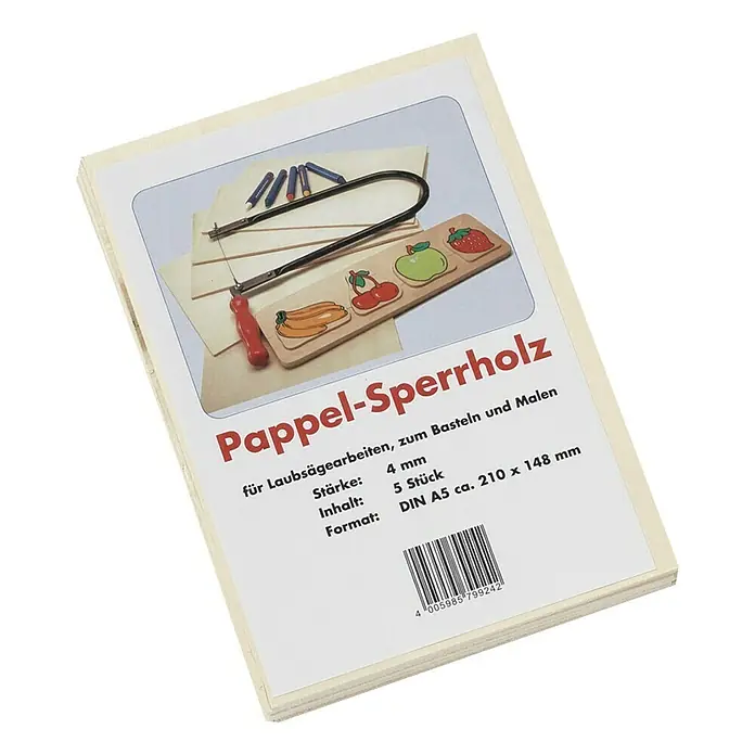 Sperrholz - Pappel, A5, 210 x 148 x 4 mm, 5 Stk. - Ansicht von oben