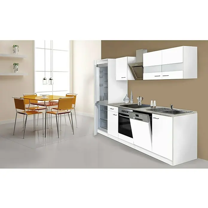 Respekta Küchenzeile KB280WWCGKE178 - Breite: 280 cm, Mit Elektrogeräten, Weiß - Stimmungsaufnahme