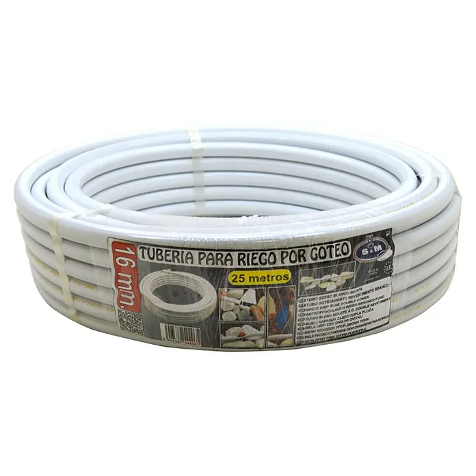 Tubo PE goteo Bicapa - Ø x L: 16 mm x 25 m, Blanco - Vista frontal