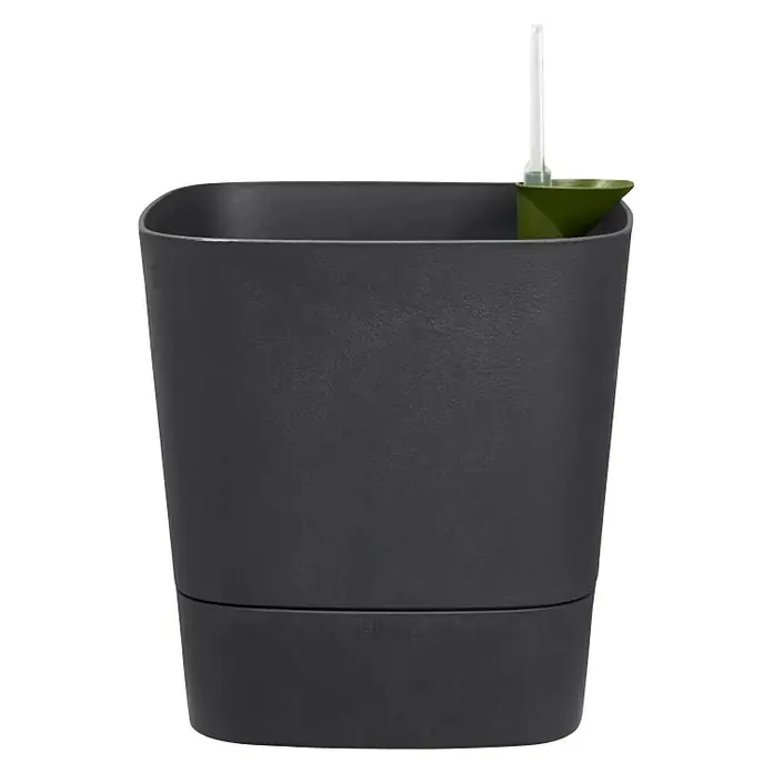 Elho Maceta para planta Greensense - Dimensiones externas (Ø x Al): 30 x 30 cm, Plástico, Gris oscuro - Vista frontal