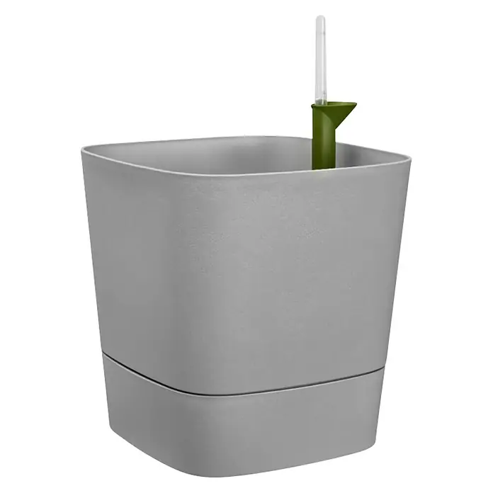 Elho Maceta para planta Greensense - Dimensiones externas (Ø x Al): 30 cm x 30 m, Plástico, Gris claro - Vista angular