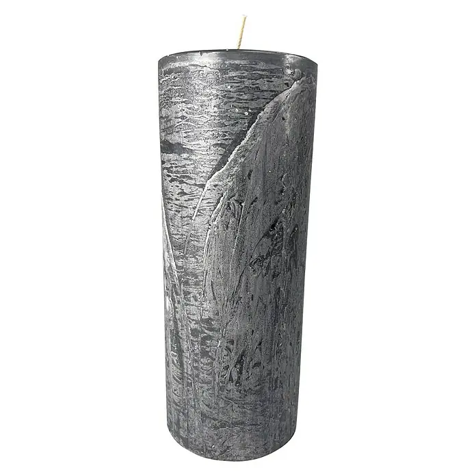 Stumpenkerze Rustic Safe - Ø x H: 10 x 25 cm, Anthrazit - Vorderansicht