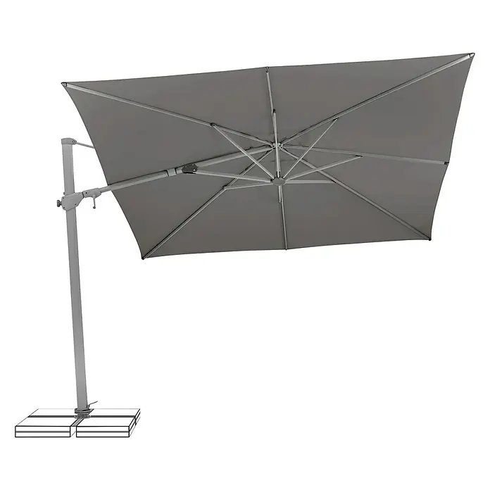 Suncomfort Sonnenschirm VARIOFLEX - Steingrau, L x B: 300 x 300 cm - Linke Seitenansicht