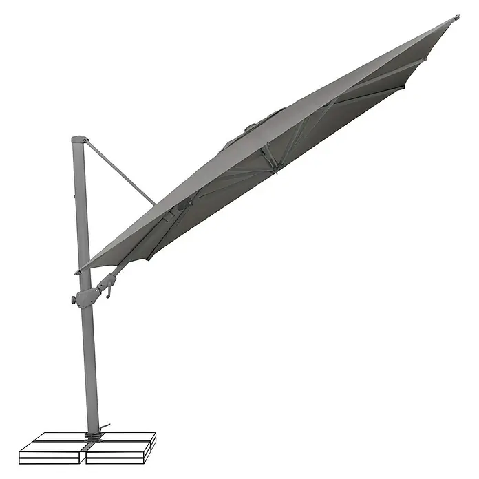 Suncomfort Sonnenschirm VARIOFLEX - Steingrau, L x B: 300 x 300 cm - Rechte Seitenansicht