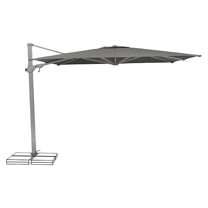 Suncomfort Sonnenschirm VARIOFLEX - Steingrau, L x B: 300 x 300 cm - Linke Seitenansicht