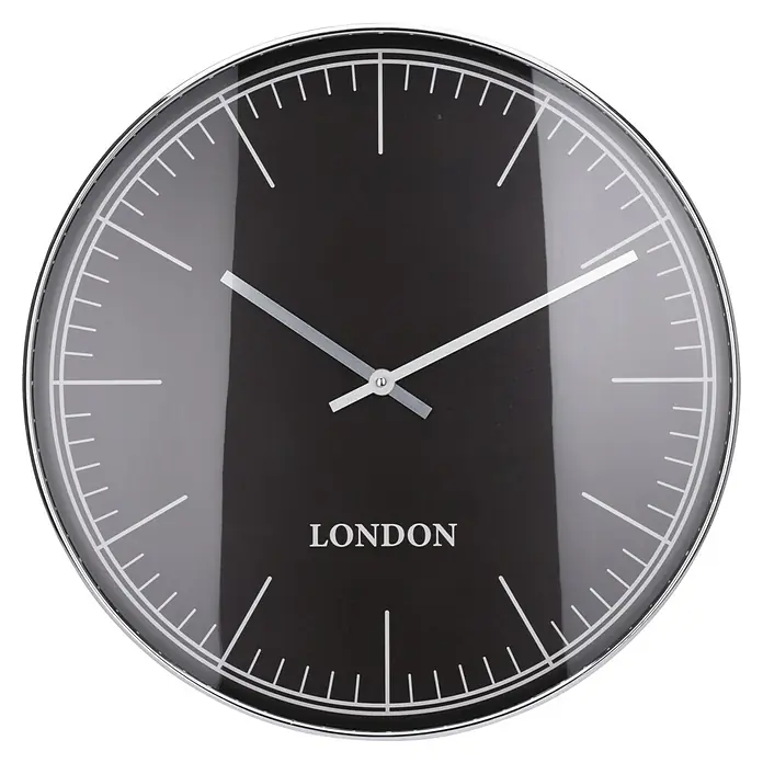 Reloj de pared Minimalista - Negro/Plateado, 50 x 50 cm - Vista frontal