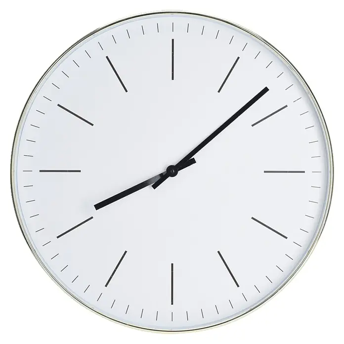 Reloj de pared Minimalista - Blanco/Dorado, 50 x 50 cm - Vista frontal