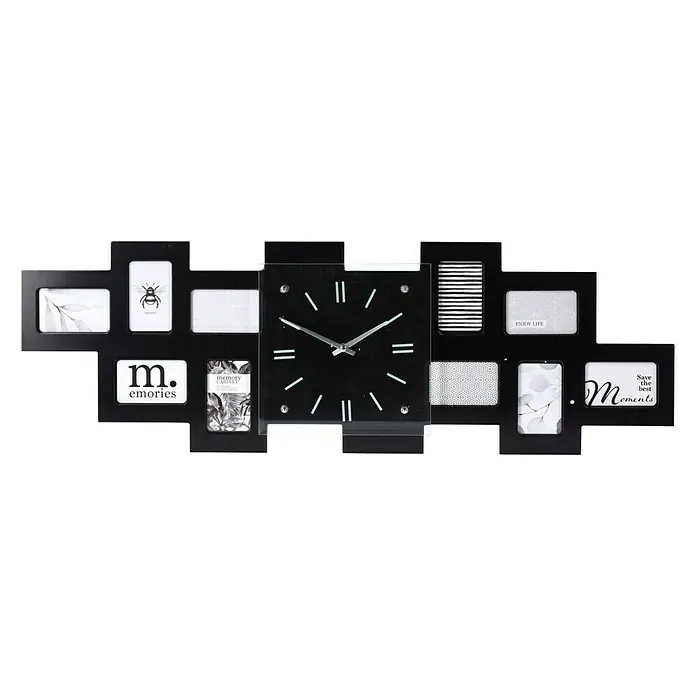 Reloj de pared y portaretratos - Negro, 80 x 26 cm - Vista frontal