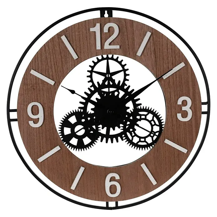 Reloj de pared - Marrón/Negro, 57 x 57 cm - Vista frontal