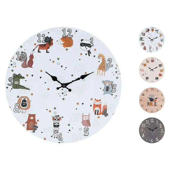 Reloj de pared redondo Infantil - Multicolor, Diámetro: 33 cm - Vista frontal